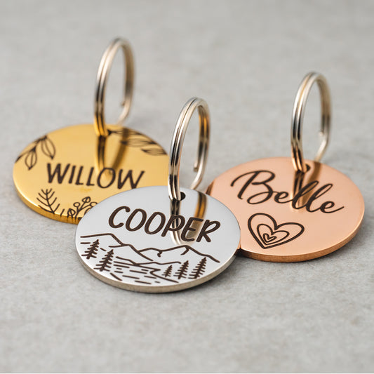 'Field of Flowers' Pet ID Tag for Dogs and Cats - Personalized and Engraved Stainless Steel Pet ID Tag
