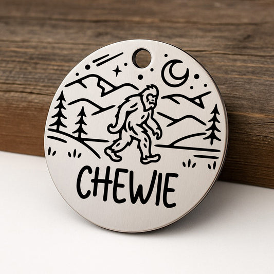 Bigfoot Pet ID Tag for Dogs and Cats - Personalized and Engraved Stainless Steel Pet ID Tag