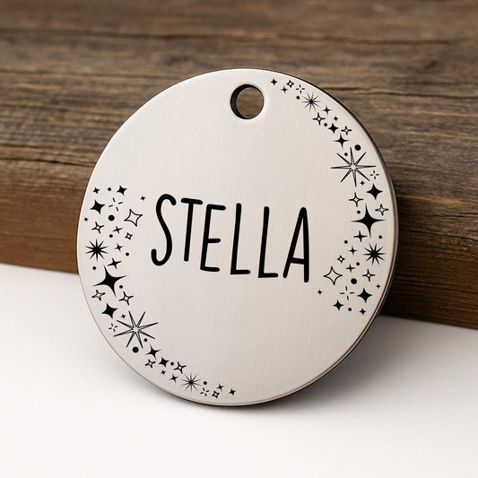 Celestial Wreath Pet ID Tag for Dogs and Cats - Personalized and Engraved Stainless Steel Pet ID Tag