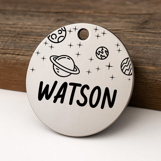 'Cosmic Galaxy' Pet ID Tag for Dogs and Cats - Personalized and Engraved Stainless Steel Pet ID Tag
