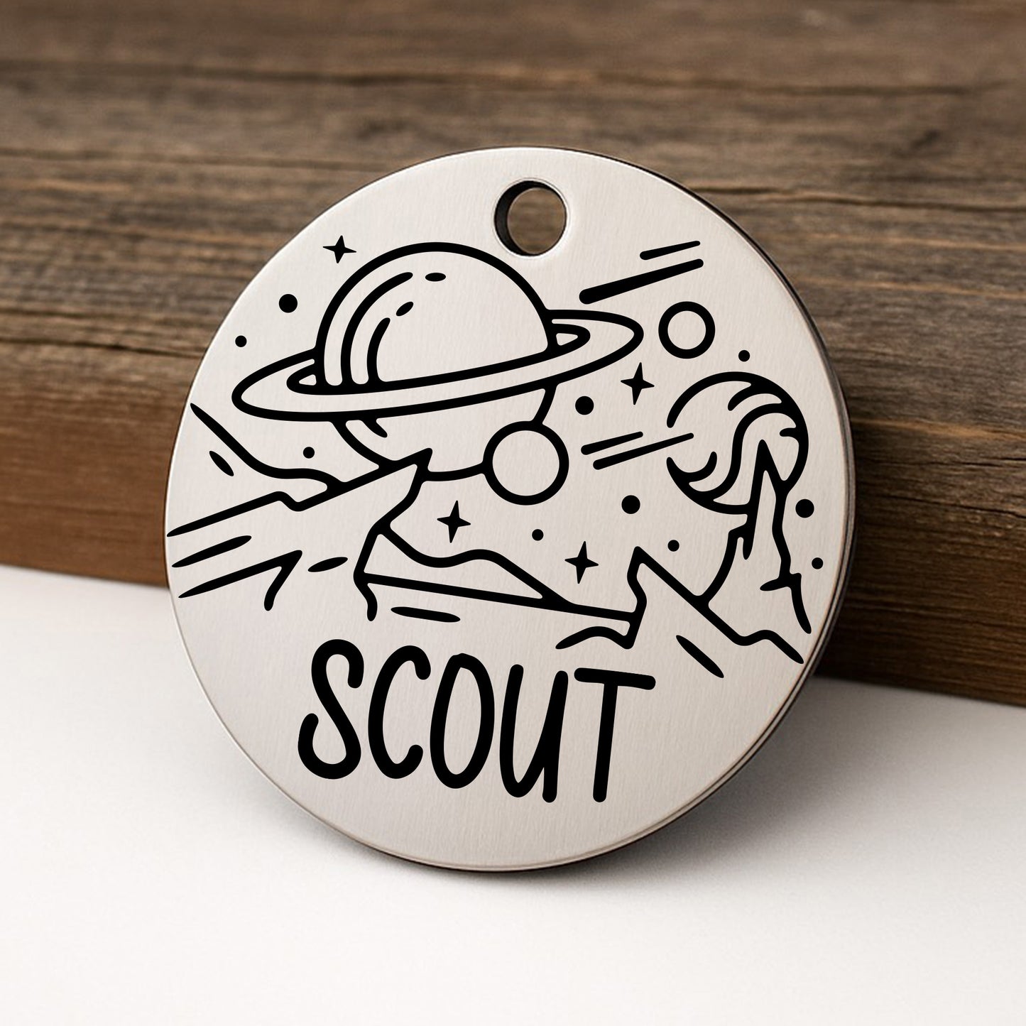 'Planetary' Pet ID Tag for Dogs and Cats - Personalized and Engraved Stainless Steel Pet ID Tag