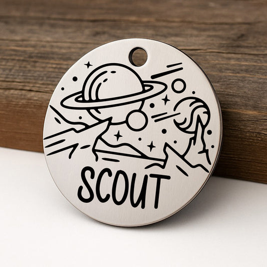 'Planetary' Pet ID Tag for Dogs and Cats - Personalized and Engraved Stainless Steel Pet ID Tag