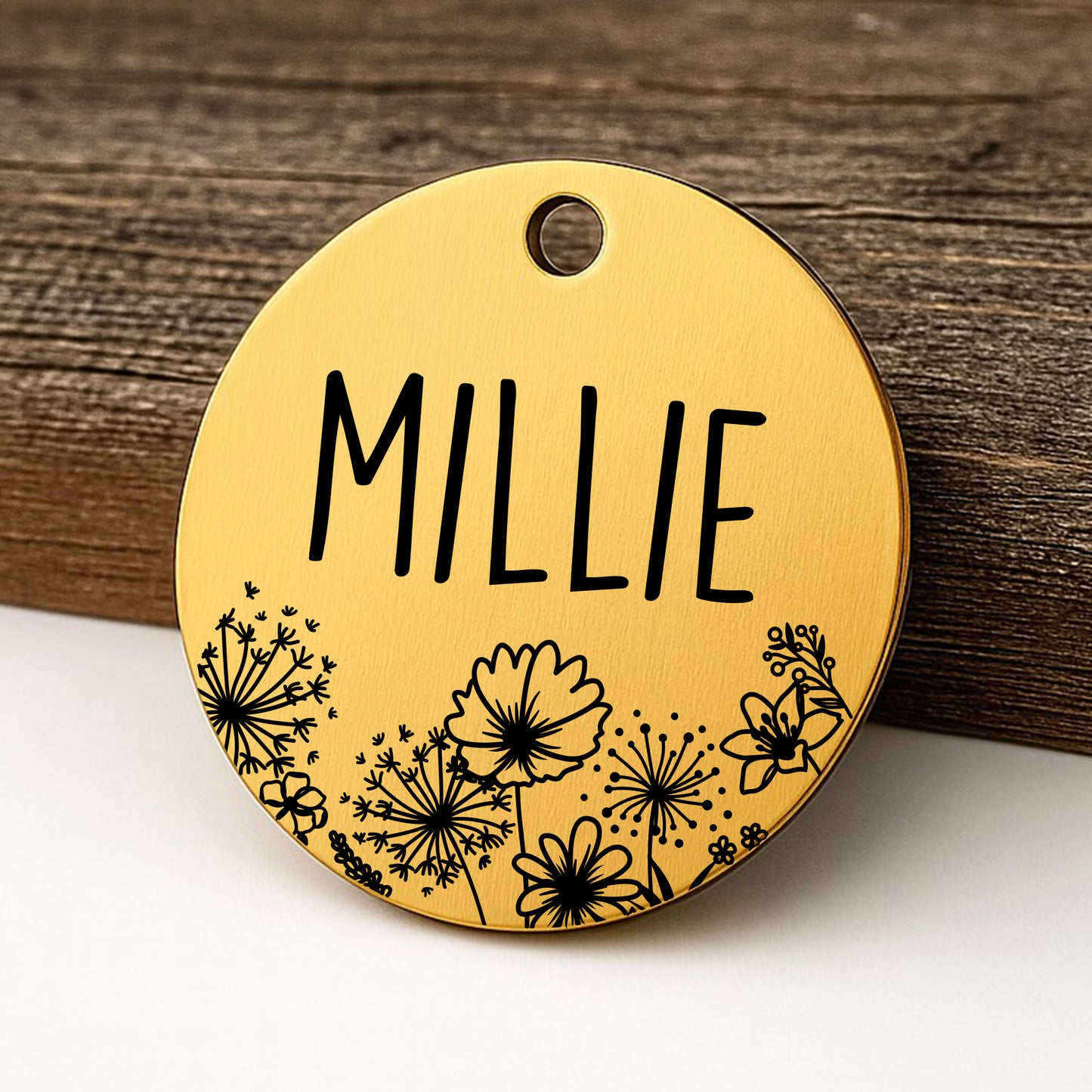 'Field of Flowers' Pet ID Tag for Dogs and Cats - Personalized and Engraved Stainless Steel Pet ID Tag