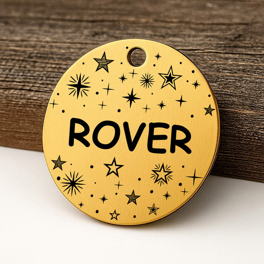 Sarburst Pet ID Tag for Dogs and Cats - Personalized and Engraved Stainless Steel Pet ID Tag