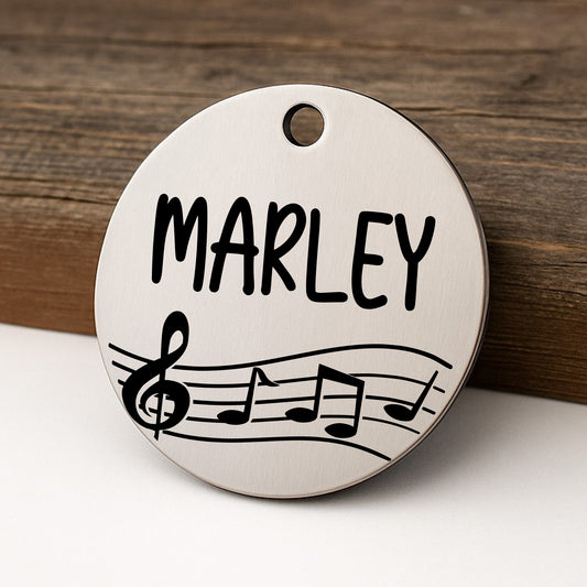 'The Musician' Pet ID Tag for Dogs and Cats - Personalized and Engraved Stainless Steel Pet ID Tag